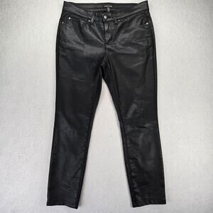 Eileen Fisher Black Pants Womens 6 Organic Cotton Waxed Jeans Shine Skinny